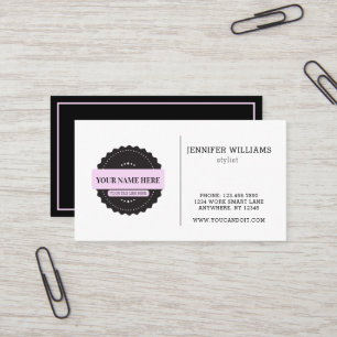 Carte De Visite Logo d'entreprise minimaliste moderne noir rose