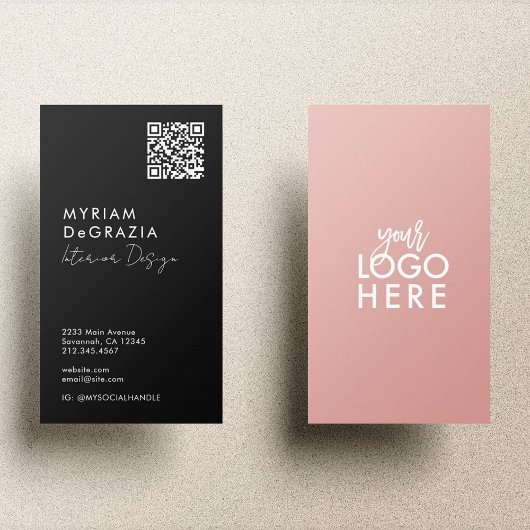 Carte De Visite Logo d'entreprise minimaliste moderne QR Code Scri