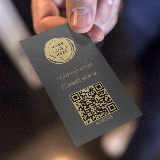 Carte De Visite Logo d'entreprise moderne avec code QR gris