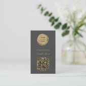 Carte De Visite Logo d'entreprise moderne avec code QR gris (Debout devant)