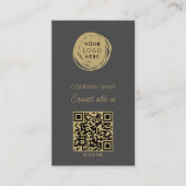 Carte De Visite Logo d'entreprise moderne avec code QR gris (Devant)