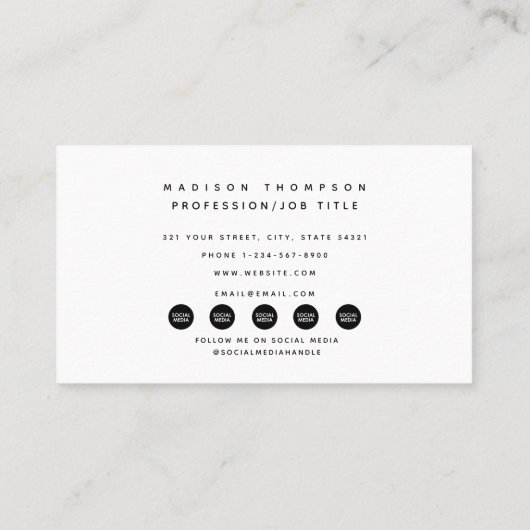 Carte De Visite Logo d'entreprise moderne Black Social Media QR Co (Dos)