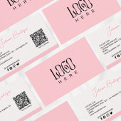 Carte De Visite Logo d'entreprise moderne Blush Pink | Code QR