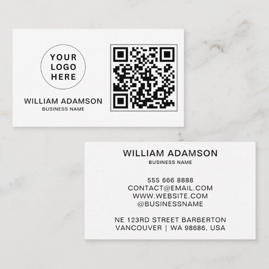 Carte De Visite Logo d'entreprise moderne, code QR | Professionnel (Devant / Derrière)