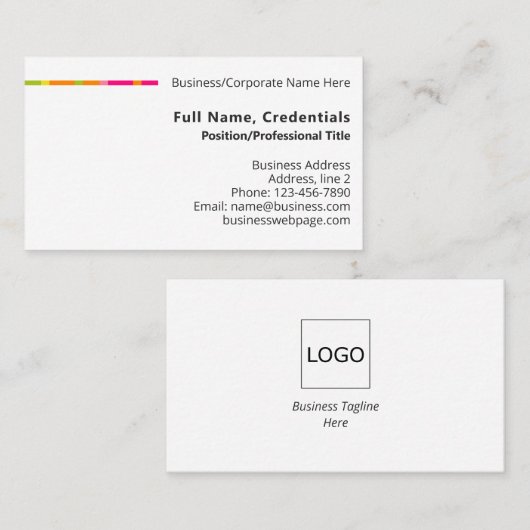 Carte De Visite Logo d'entreprise moderne couleur simple, devise (Devant / Derrière)