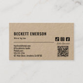 Carte De Visite Logo d'entreprise moderne QR Code Kraft (Dos)