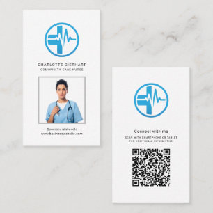 Carte De Visite Logo d'entreprise moderne QR Code photo employé