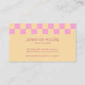 Carte De Visite Logo d'entreprise moderne rose orange À damiers pe (Dos)