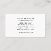 Carte De Visite Logo d'entreprise moderne simple en blanc (Dos)