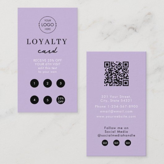 Carte De Visite Logo d'entreprise moderne violet QR Code Loyauté S (Devant / Derrière)