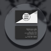 Carte De Visite Logo d'entreprise Noir & Blanc Diagonal Minimalist
