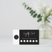 Carte De Visite Logo d'entreprise noir blanc QR Code Loyauté (Debout devant)