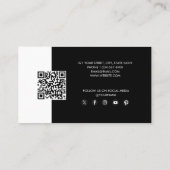 Carte De Visite Logo d'entreprise noir blanc QR Code Loyauté (Dos)