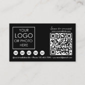 Carte De Visite Logo d'entreprise noir de code QR des médias socia (Devant)