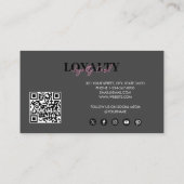 Carte De Visite Logo d'entreprise noir et rose QR Code Fidélité (Dos)