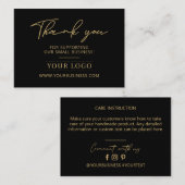 Carte De Visite Logo d'entreprise Noir & Or Merci (Devant / Derrière)