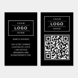 Carte De Visite Logo d'entreprise noir personnalisé et code QR du 