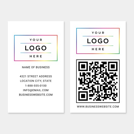 Carte De Visite Logo d'entreprise personnalisé et code QR de site 