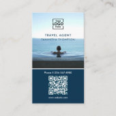 Carte De Visite Logo d'entreprise Photo QR Code Modern Blue (Devant)