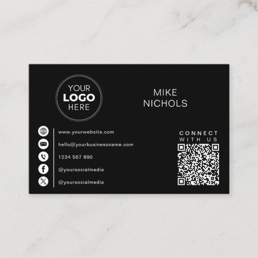 Carte De Visite Logo d'entreprise QR Code Connexion avec nous Mini (Devant)