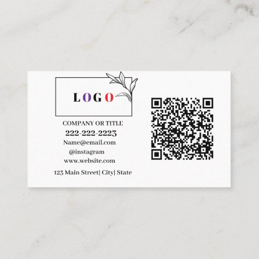 Carte De Visite Logo d'entreprise QR Code Moderne Professionnel (Dos)