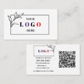 Carte De Visite Logo d'entreprise QR Code Moderne Professionnel (Devant / Derrière)