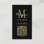 Carte De Visite Logo d'entreprise QR Code Noir Moderne (Devant)