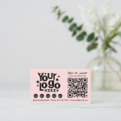 Carte De Visite Logo d'entreprise rose de QR Code numérisable médi (Debout devant)