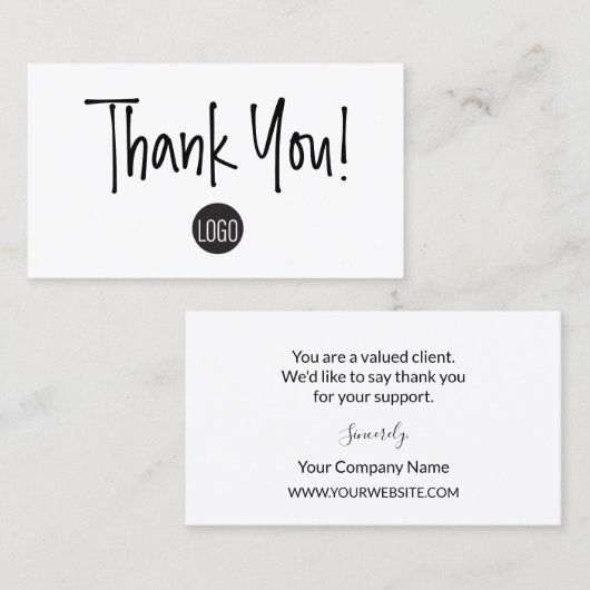 Carte De Visite Logo d'entreprise simple d'appréciation du client (Devant / Derrière)