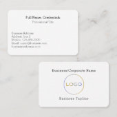 Carte De Visite Logo d'entreprise simple Formel noir blanc (Devant / Derrière)