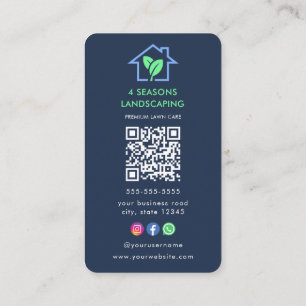 Carte De Visite Logo d'entretien de la pelouse professionnel Qr Co
