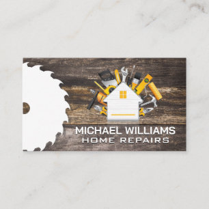 Carte De Visite Logo des bâtiments de construction   Outils   Bois