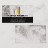 Carte De Visite Logo des bâtiments dorés | Marbre (Devant / Derrière)