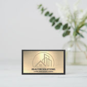 Carte De Visite Logo des bâtiments | Or | Fibre de carbone (Debout devant)