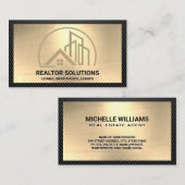 Carte De Visite Logo des bâtiments | Or | Fibre de carbone (Devant / Derrière)