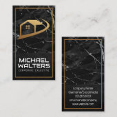 Carte De Visite Logo des biens immobiliers | Cuir en marbre (Devant / Derrière)