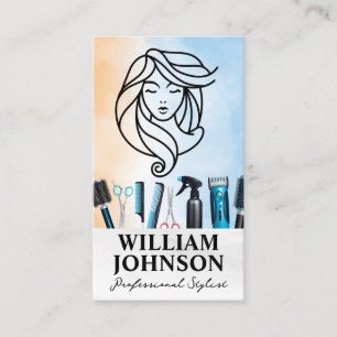 Carte De Visite Logo des cheveux de beauté   Outils de soins pour 