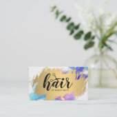 Carte De Visite Logo des ciseaux à cheveux | Or brossé | Aquarelle (Debout devant)