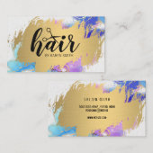 Carte De Visite Logo des ciseaux à cheveux | Or brossé | Aquarelle (Devant / Derrière)