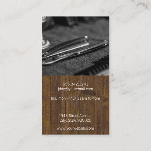 Carte De Visite Logo des ciseaux | Découpe en bois (Dos)