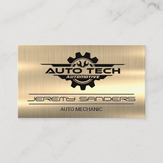 Carte De Visite Logo des clés Auto Tech | Métal or (Devant)