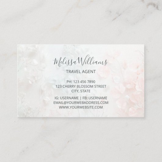 Carte De Visite Logo des fleurs Pastel Boho (Dos)