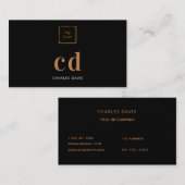 Carte De Visite Logo des initiales en or noir (Devant / Derrière)