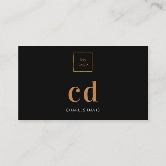 Carte De Visite Logo des initiales en or noir (Devant)