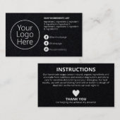 Carte De Visite Logo des instructions pour les ingrédients noirs é (Devant / Derrière)