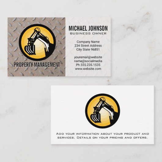 Carte De Visite Logo des machines de construction | Acier (Devant / Derrière)