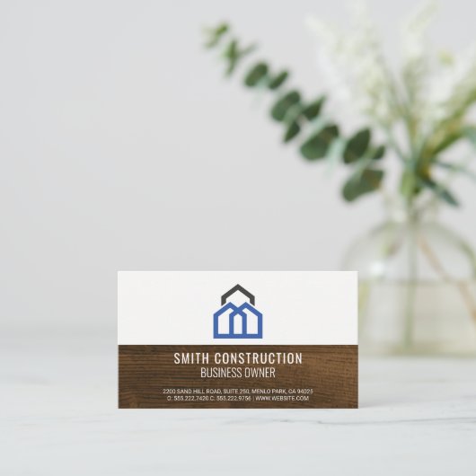 Carte De Visite Logo des maisons | Grain de bois (Debout devant)