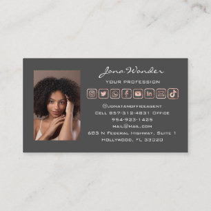 Carte De Visite Logo des médias sociaux Photo QR Code Blogger Rose