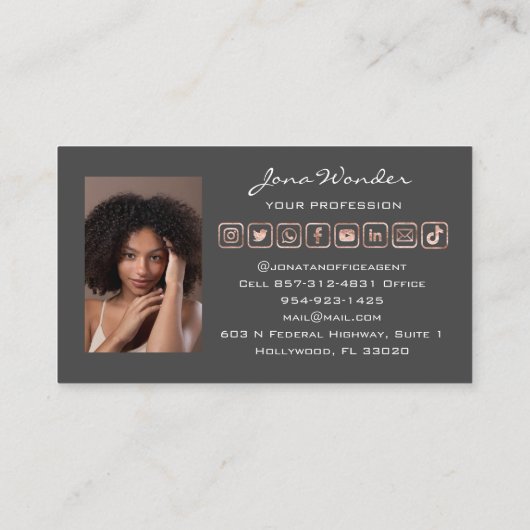 Carte De Visite Logo des médias sociaux Photo QR Code Blogger Rose (Dos)