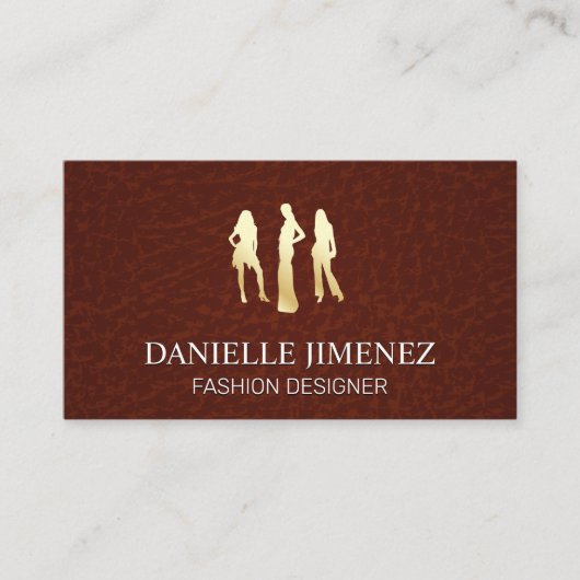 Carte De Visite Logo des modèles d'or | Cuir Brown (Devant)
